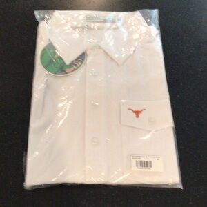 Criquet White Men’s Dress Shirt with Orange Logo